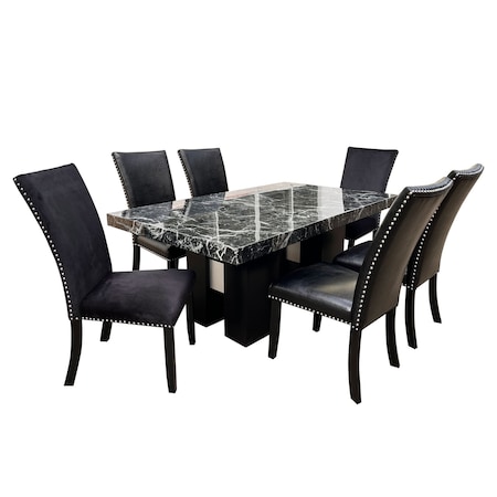 Global Furniture Usa Transitional Paper, Velvet D03 Dining Table + D03Dc Black 4506